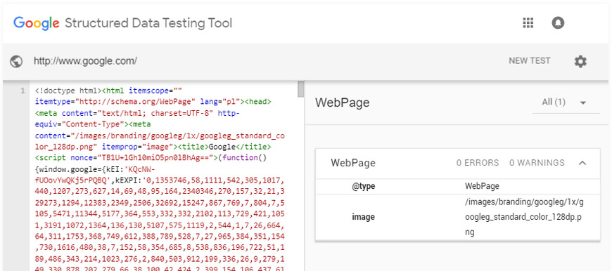 Structured Data Testing Tool