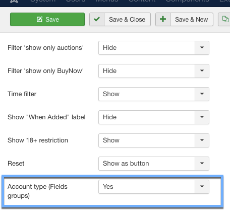 account type field groups djcf38