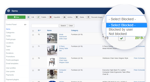 added blocked admin items filter 1