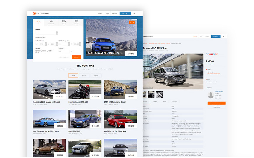 Car classifieds Joomla template