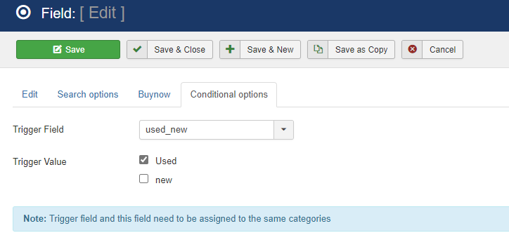 New conditional fields option