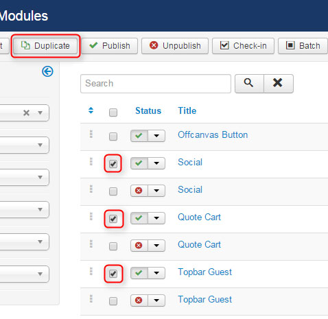 duplicate modules