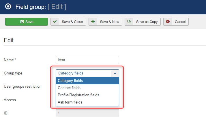 group fields new options