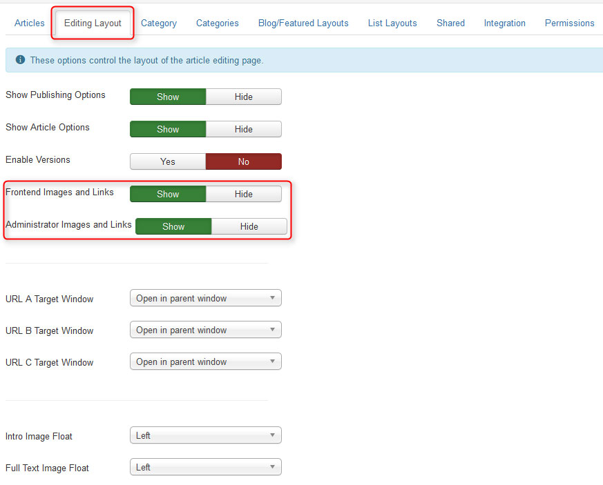 intro images in Joomla