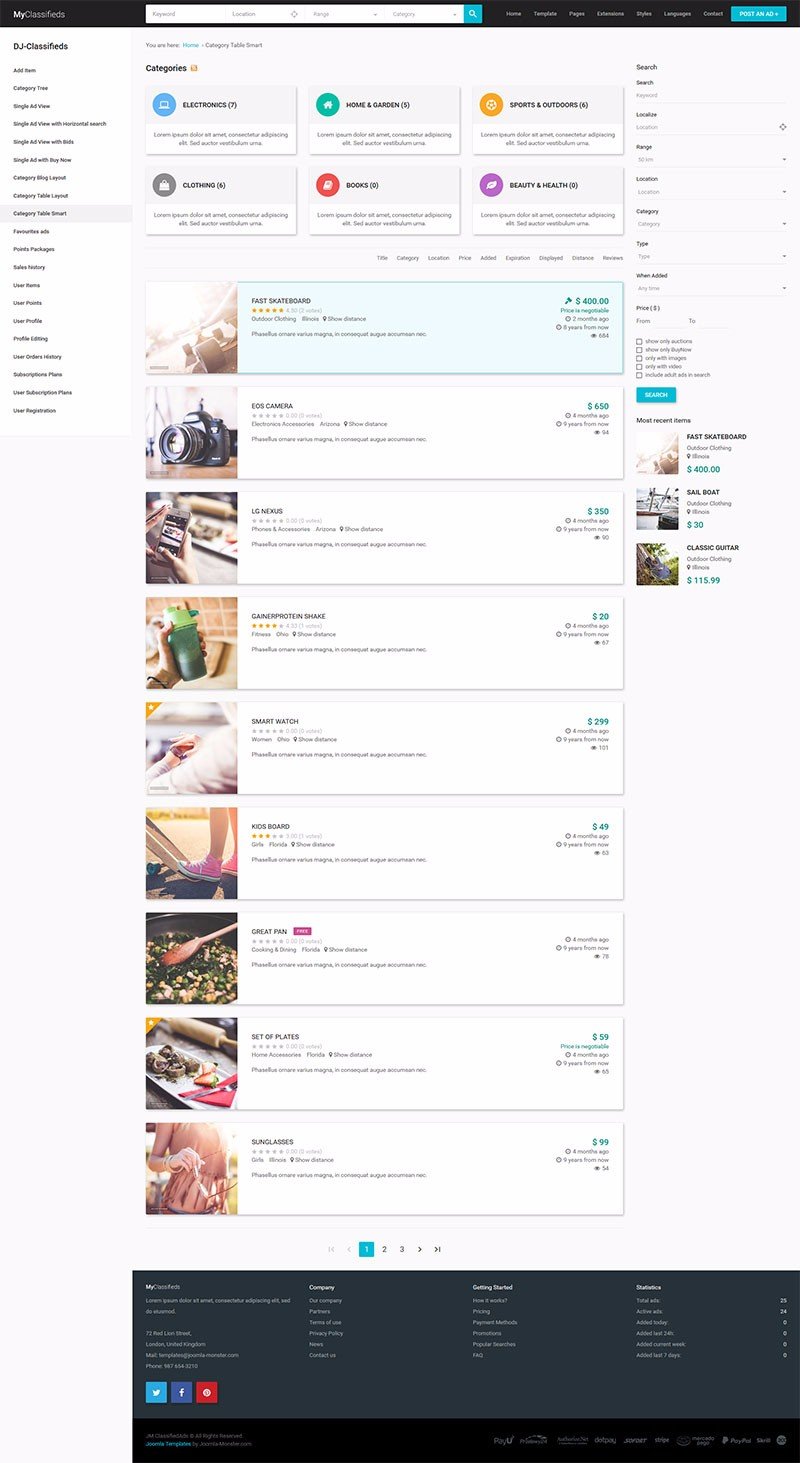 Classifieds Joomla template