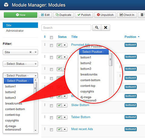 Joomla Module Manager