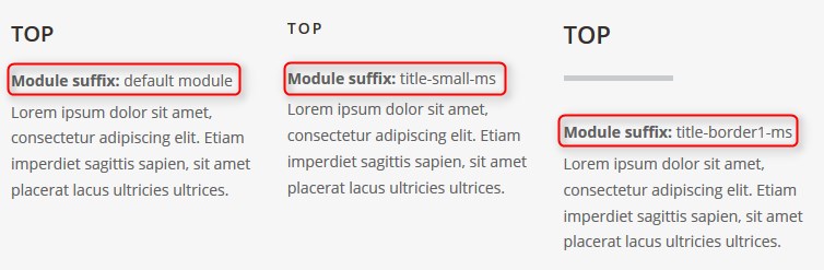 Joomla module suffixes