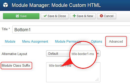 Joomla module suffixes.