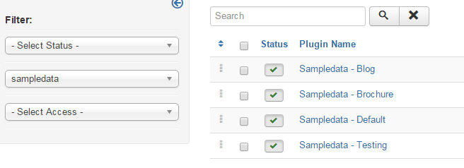 Joomla 3.8 sampledata plugins