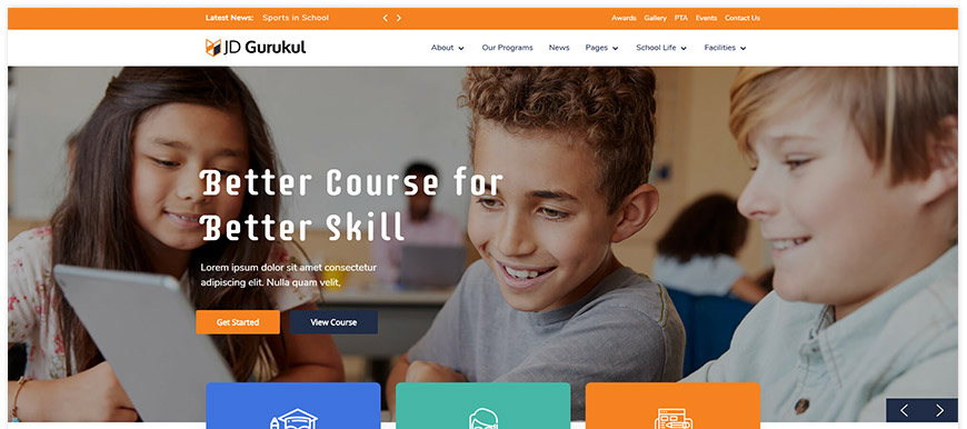 JD Gurukul - school Joomla template with the events calendar