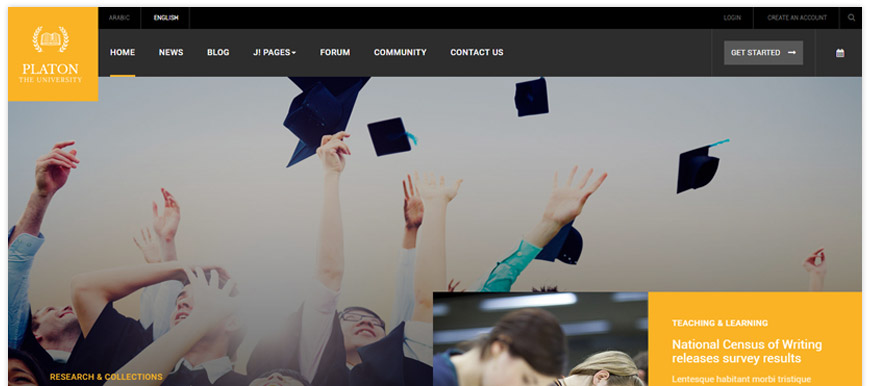 JA Platon - a responsive Joomla template purposed for schools, universities, and colleges