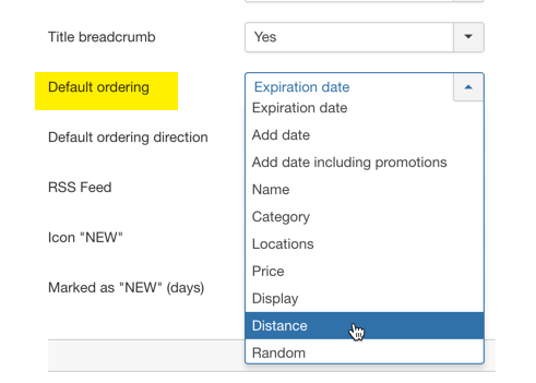 Default ordering distance