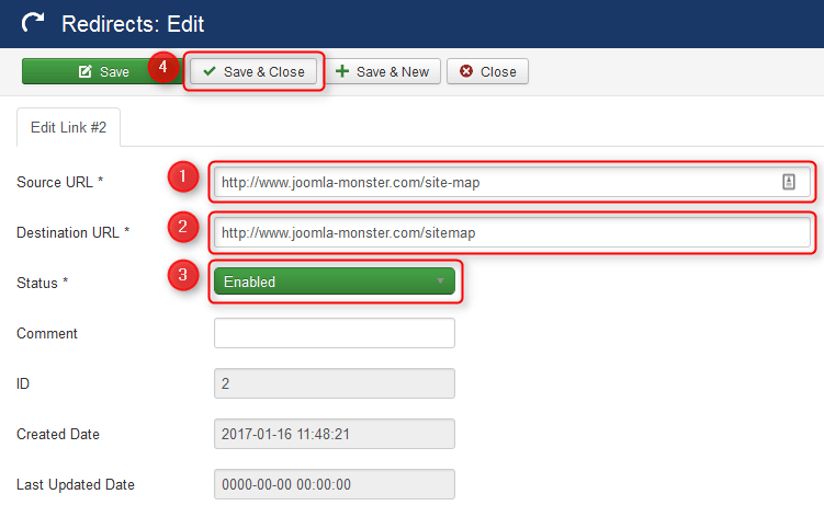 Joomla redirects component