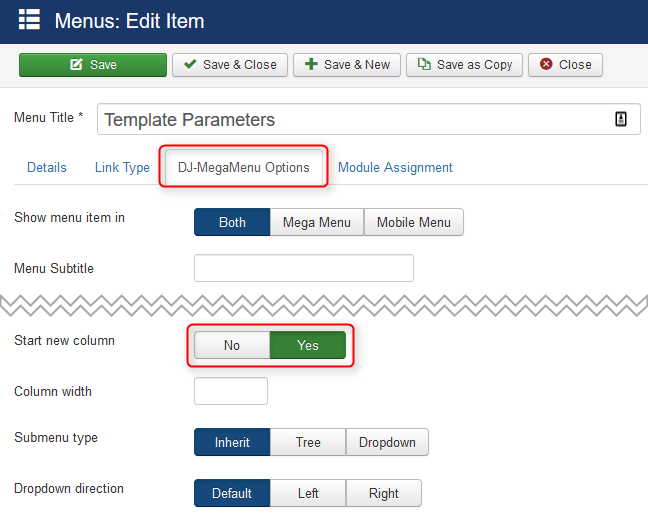 Configure DJ-MegaMenu