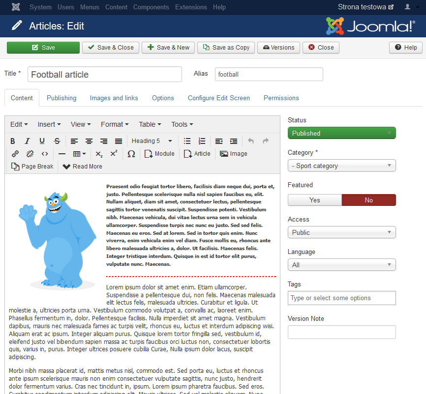 TinyMCE Joomla Editor