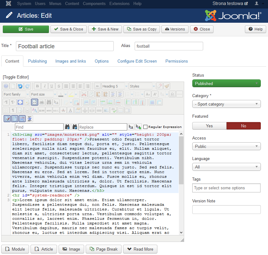 How to use Joomla text editors?