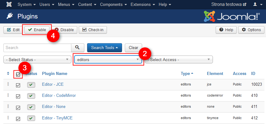 Joomla editor