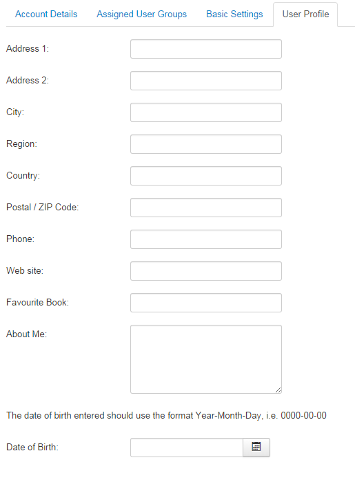  how the fields appear inside each user profile in administrator area