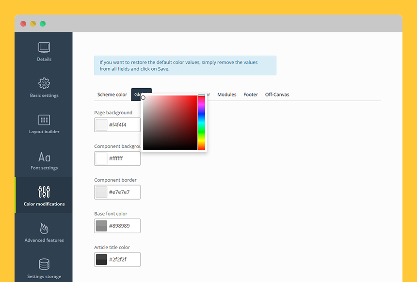 ef4 framework color modifications