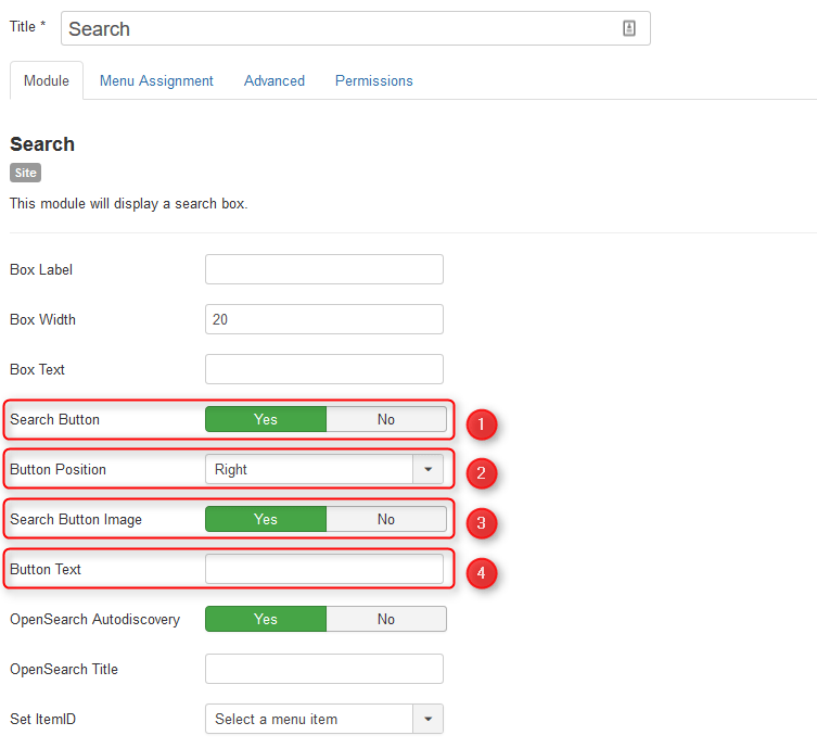 image button search button in Joomla