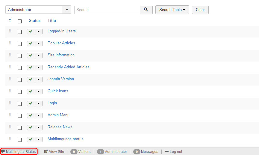 multilanguage status module Joomla