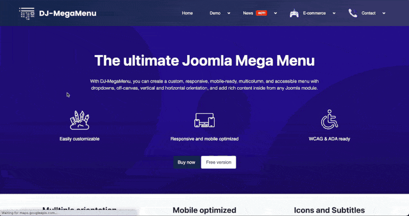 MegaMenu focus feature key navigation