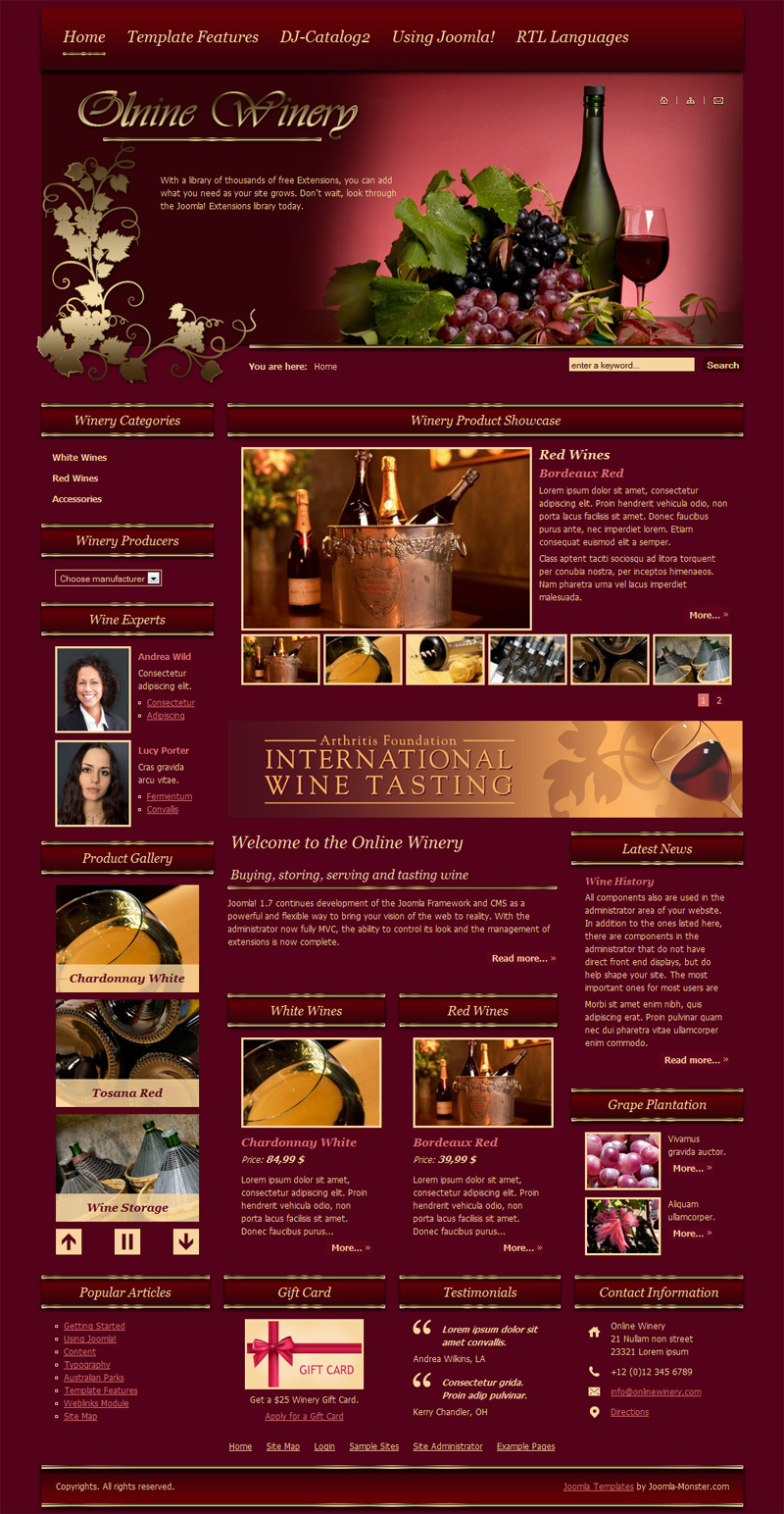 DJ-Winery Joomla Template