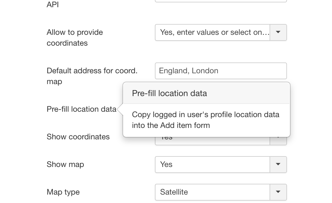 pre fill location data