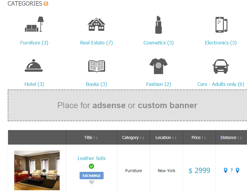 qs services category table layout