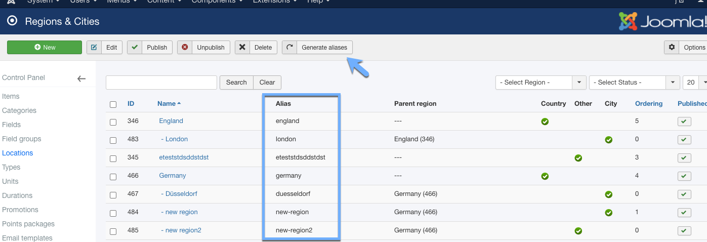 Regions aliases