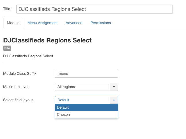 select default field layout