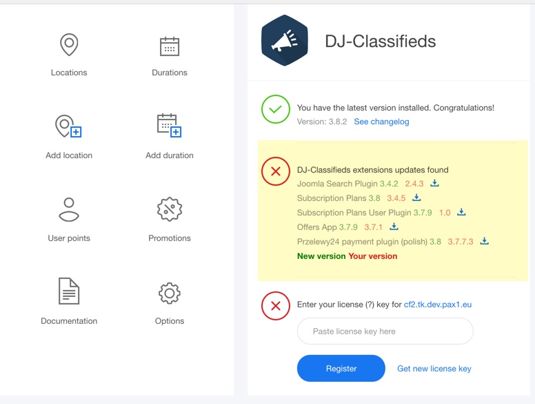 DJ-Classifieds control panel update information